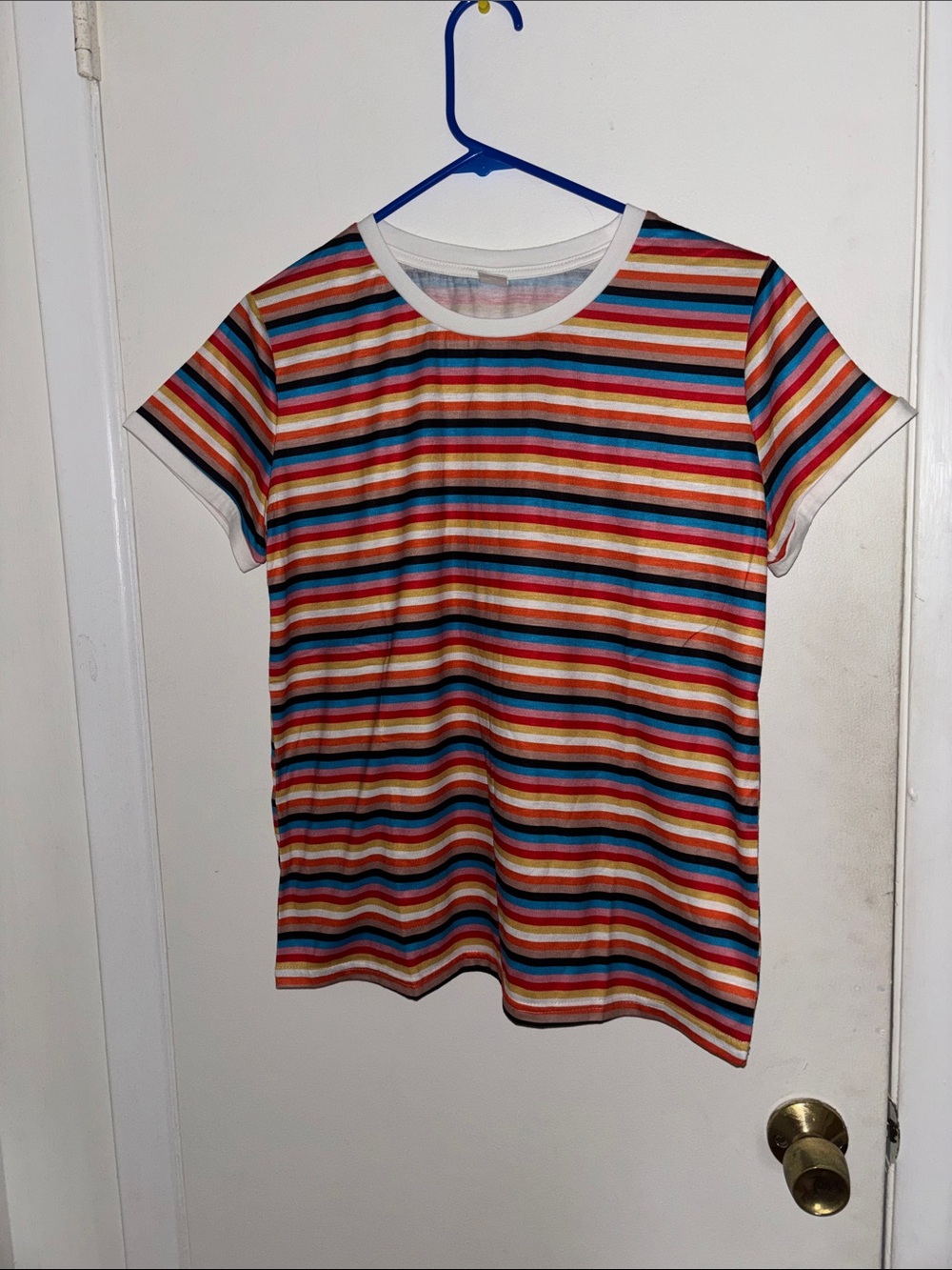 Multi-Color Striped Crew Neck Tee size small